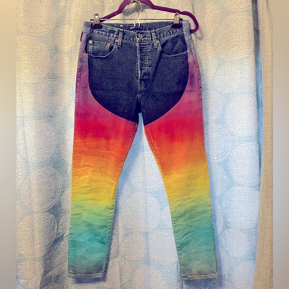 Tie dye pride rainbow chaps selvedge Levi’s 501’s Levi’s 501 size 29 x 28